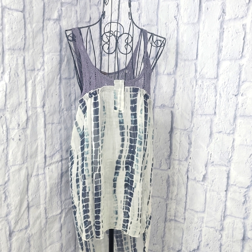 Free People Blue and White Muscle Tee Small